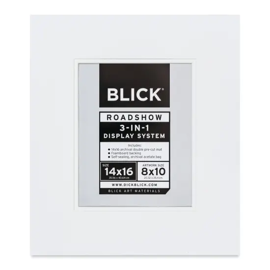Blick Roadshow 3-in-1 System - White, Double Mat, 14" x 16" (7-3/4" x 9-3/4" Opening) {1}