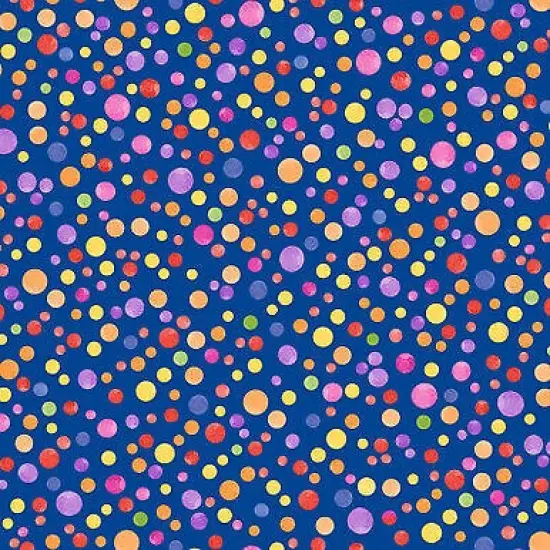 Full Bloom Floral Dark Blue Dots by P and B Textiles Cotton Fabric by the yard {1}