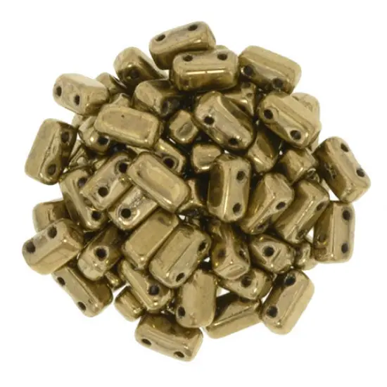 Czechmate 3mm X 6mm Brick Glass Czech Two Hole Bead, Bronze {1}