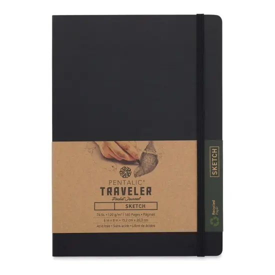 Pentalic Recycled Traveler's Sketchbook - 8-1/4" x 5-7/8", Black {1}