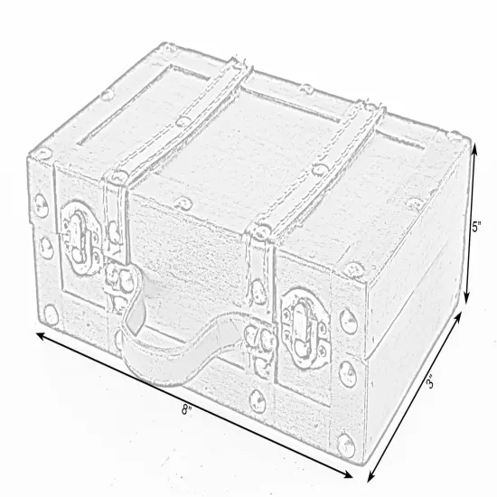 Antique Style Small Wooden Suitcase With Leather Straps and Handle {6}