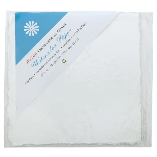Shizen Professional Watercolor Paper - 12" x 12", Hot Press, Pkg of 5 Sheets {2}