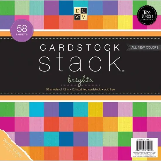 American Crafts STACKS - DCWV - 12 X 12 - BRIGHTS (58 SHEETS) CS-003-00001 {2}