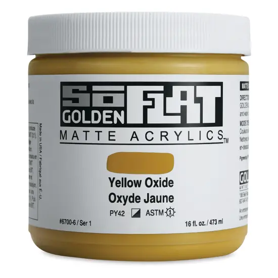 Golden SoFlat Matte Acrylic Paint - Yellow Oxide, 473 ml, Jar {1}