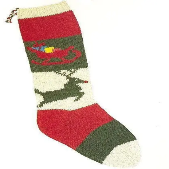 Christmas Stocking Knitting Kit - Rudolph's Sleigh Multicolor {1}