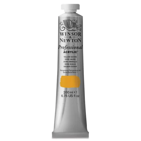 Winsor & Newton Professional Acrylics - Yellow Ochre, 200 ml tube {1}