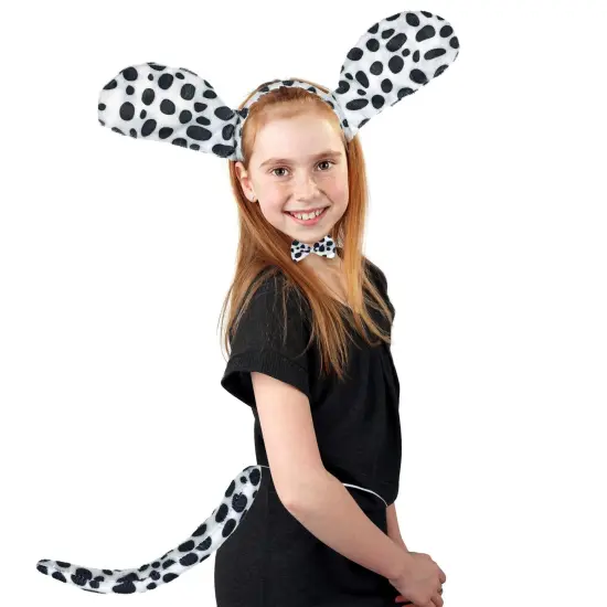 Dalmatian Dog Costume Set - Black and White Dog Ears Headband, Bowtie and Tail Accessories Set for Dog Costumes for Toddlers and Kids {4}