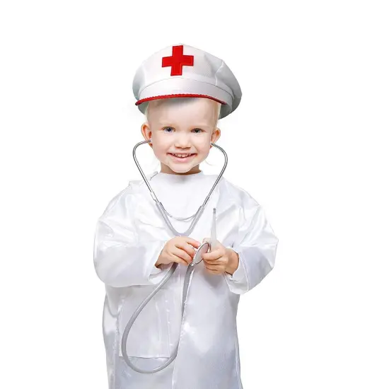 White Nurse Costume Hat - Nurses Red and White Costume Cap - 1 Piece {5}