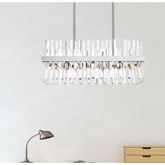 Serephina 30 inch crystal rectangle chandelier light in chrome {2}