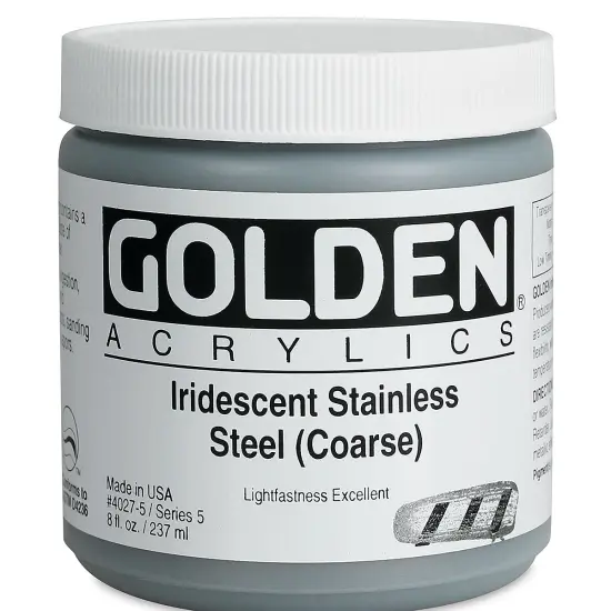 Golden Heavy Body Artist Acrylics - Iridescent Stainless Steel (Coarse), 8 oz Jar {1}