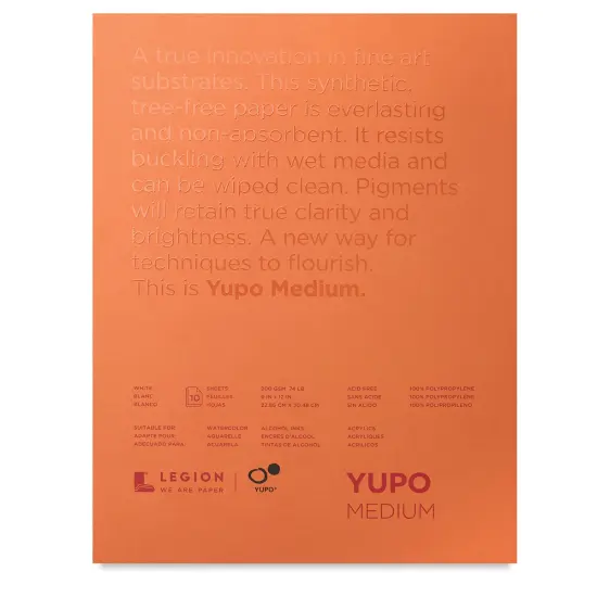 Legion Yupo Synthetic Paper Pad - 9 x 12, Bright White, 10 Sheets {1}