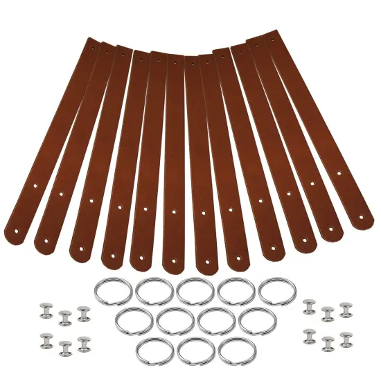 Blank Leather Keyrings 12 Pack &ndash; Pre-Cut Blanks with Hardware for Hot, Foil Stamping & Engraving Russet {1}