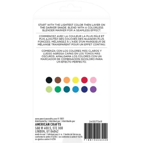 American Crafts - Sketch Markers Collection - Dual Tip - Chisel and Fine Point - 12 Color Pack 34007549 {3}