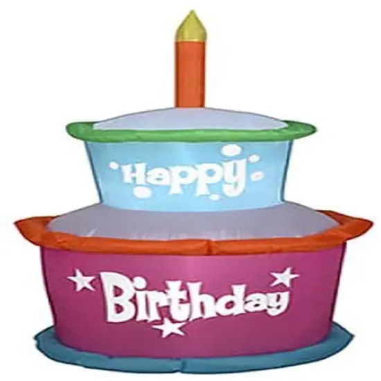 3.5' Gemmy Airblown Inflatable Colorful Birthday Cake w/ Candle 34457 {1}