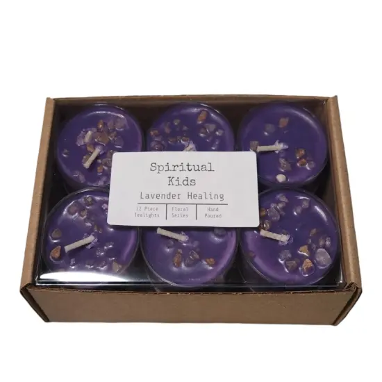 Lavender Healing All Natural Soy Wax 12 Count Tealights Hand Poured with Fragrant/Essential Oils and Himalayan Salt {1}