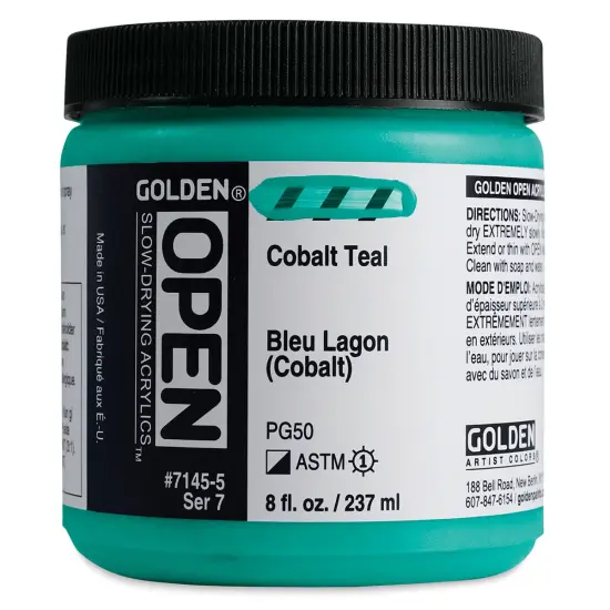 Golden Open Acrylics - Cobalt Teal, 8 oz Jar {1}