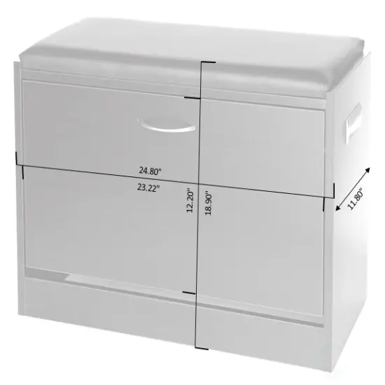 Black Wooden Fold-out Shoe Organizer - Shoe Storage Bench with Leather Cushion {6}