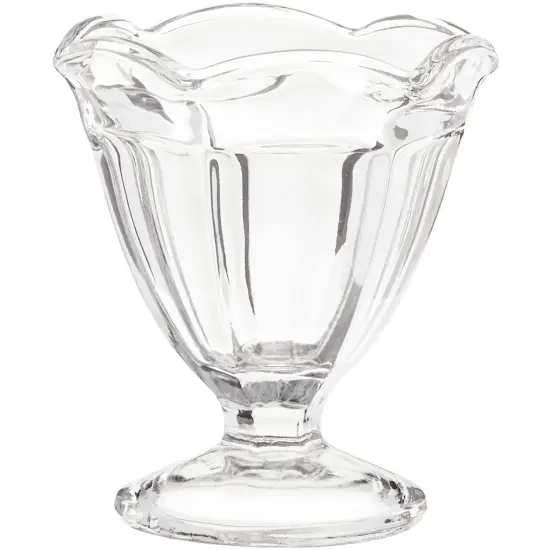 Footed Sherbet or Dessert Dishes, Clear Glass, Set of Four 4.5 Ounce Vintage Style Dessert Bowls {5}