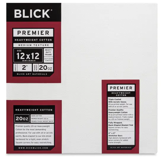 Blick Premier Heavyweight Stretched Cotton Canvas - 12" x 12", 2" Profile {1}