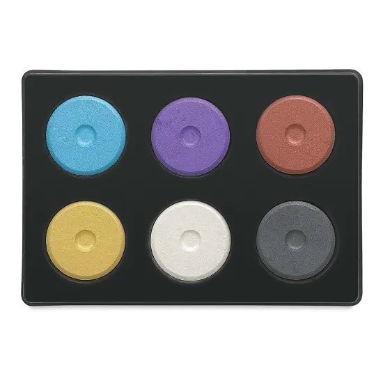 Richeson Tempera Cakes - Set of 6 with Tray, Metallic Colors, Mini Cakes {2}