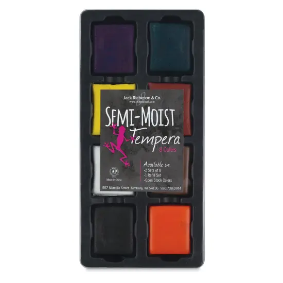 Richeson Semi-Moist Tempera Cake - 8 Color Primary Set w/Tray {2}