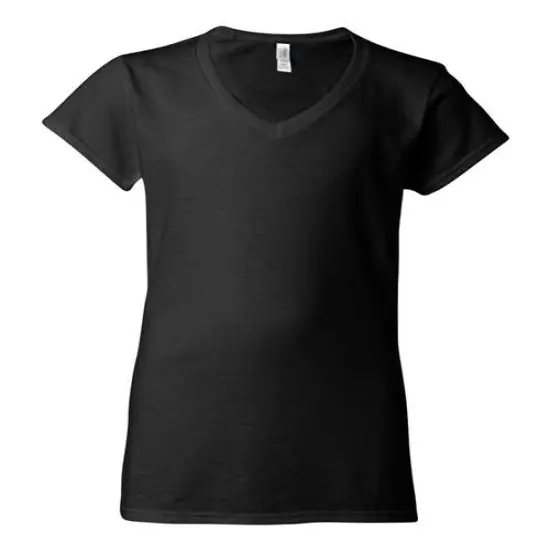 Gildan&reg; Softstyle Women&rsquo;s Short Sleeve V-Neck T-Shirt Black {1}
