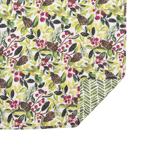 Tyson Pinecones & Berries Watercolor Pattern 100% Cotton Christmas Throw Blanket 48" x 60" {4}