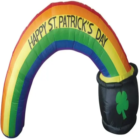 8' Air Blown Inflatable St. Patrick's Day Rainbow Arch With Pot Of Gold Y405 {1}