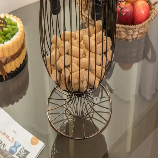 Vintage Decorative Metal Wire Goblet Shaped Freestanding Wine Bottle and Cork Holder {5}