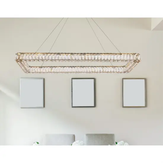 Monroe 50 inch LED Single rectangle pendant in gold {2}