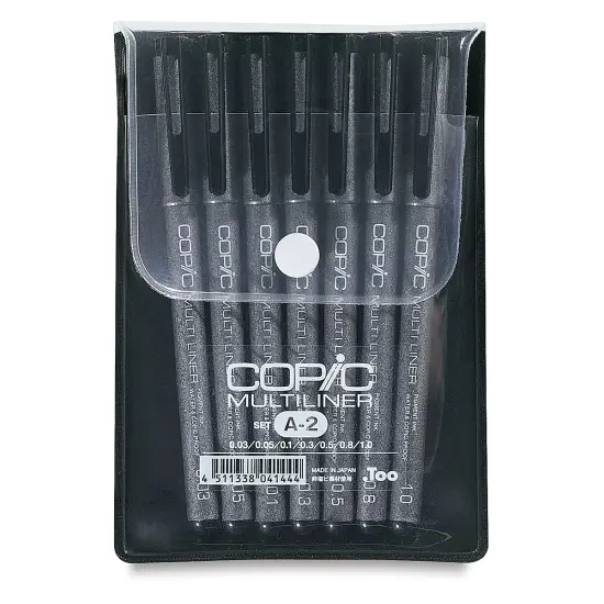 Copic Multiliner Pens - A-2, Black, Assorted Nibs, Set of 7 {2}