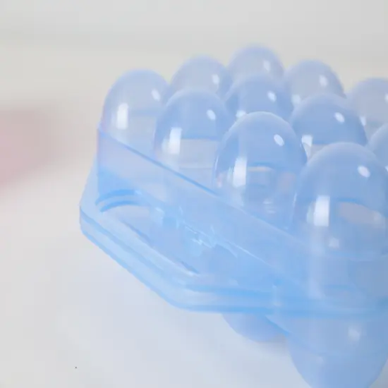 Clear Plastic Egg Carton, 12 Egg Holder Carrying Case with Handle Blue {6}