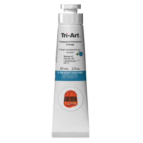 Tri-Art High Viscosity Artist Acrylic - Transparent Permanent Orange, 60 ml tube {1}