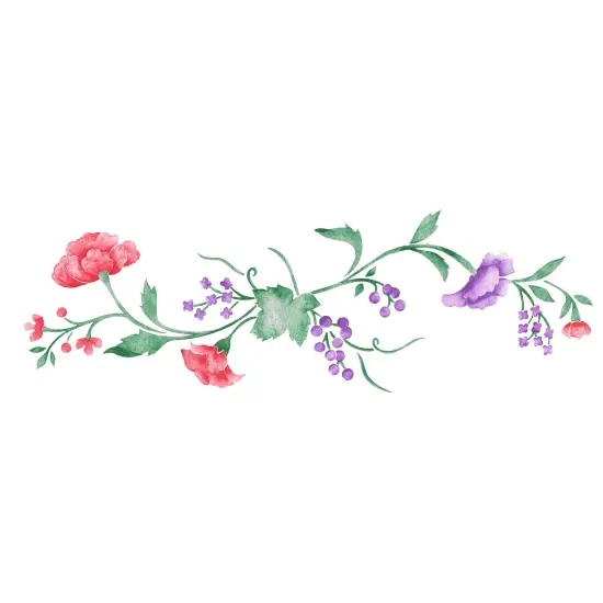 Rose and Berry Vine Wall Stencil | 343 by Designer Stencils | Floral Stencils | Reusable Art Craft Stencils for Painting on Walls, Canvas, Wood | Reusable Plastic Paint Stencil for Home Makeover | Easy to Use & Clean Art Stencil {1}