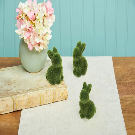 Moss Flocked Easter Bunny Set of 3 {5}