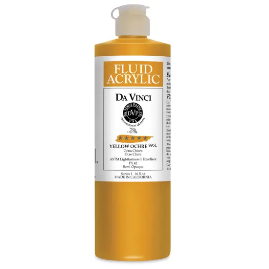 Da Vinci Fluid Acrylics - Yellow Ochre, 16 oz bottle {1}