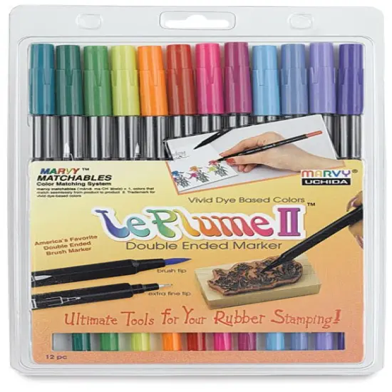 Le Plume II Dual-Tipped Marker - Bright Colors, Set of 12 {1}