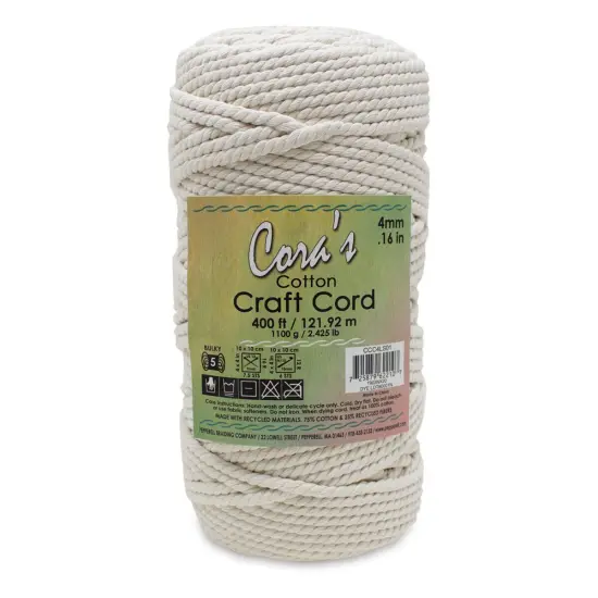 Pepperell Cotton Craft Cord - Natural, 4 mm, 400 ft {1}