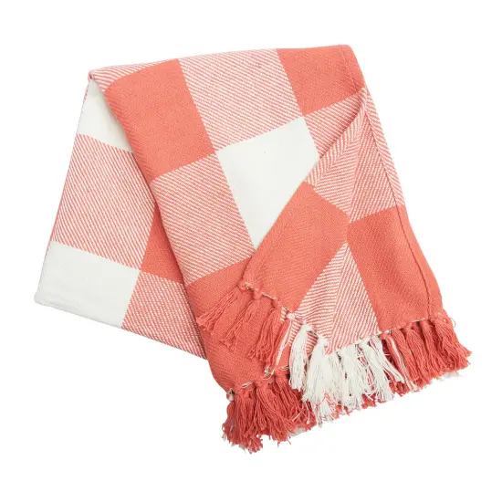 Franklin Coral Gingham Check Throw Blanket {1}