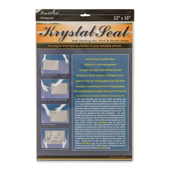 Krystal Seal Self-Sealing Art, Print, and Photo Bag Pack - 12" x 16", Pkg of 25 {1}