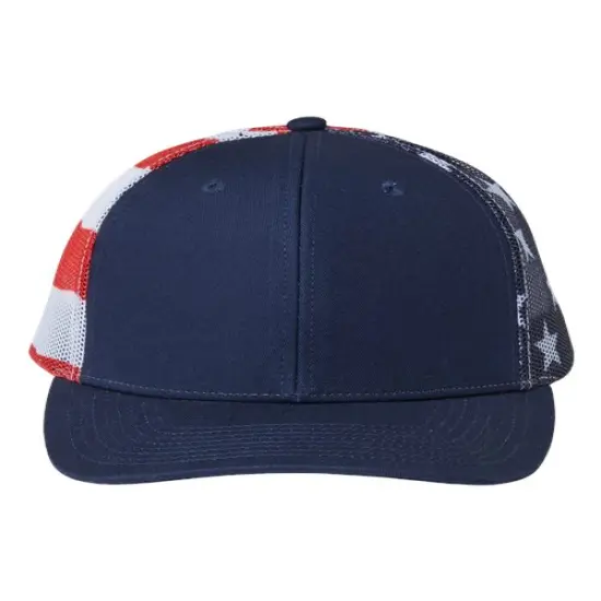 Kati&reg; Printed Mesh Trucker Cap Navy/ USA Flag {1}