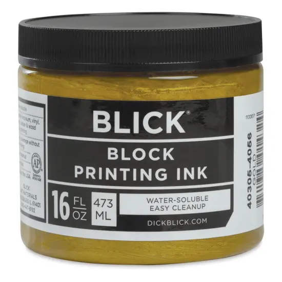 Blick Water-Soluble Block Printing Ink - Gold, 16 oz Jar {1}