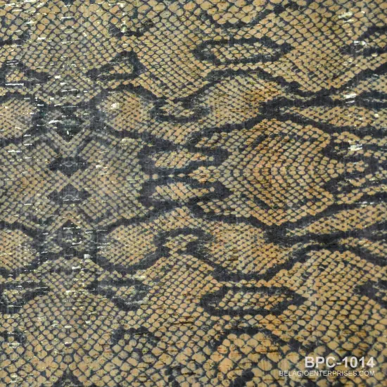 Belagio Cork Fabric, 25" Wide, Snake Print, Black Multi, 15-Yard Bolt {1}