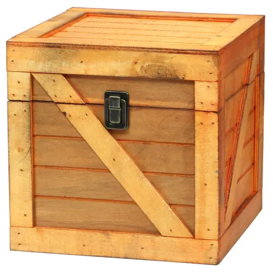 Wooden Stackable Treasure Chest Cargo Crate Style, Light Brown {1}