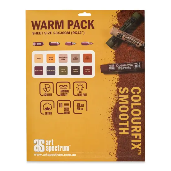 Art Spectrum Colourfix Smooth Pastel Paper - Warm Tones, 9" x 12", Pkg of 10 Sheets {1}