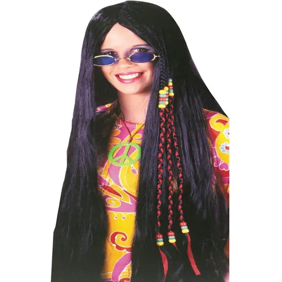 Black 33&rdquo; Braided Hippie Wig Costume Accessory {1}