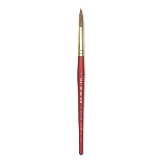 Winsor & Newton Sceptre Gold II Brush - Pointed Round, Short Handle, Size 10 {1}