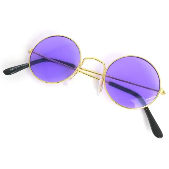 Purple Round Hippie Glasses - Purple 60's Style Hipster Circle Sunglasses - 1 Pair {4}