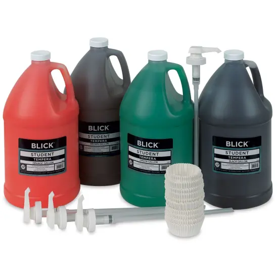 Blick Student Tempera Paints - Set of 4, Pump Kit, Secondary Colors, Gallon {1}