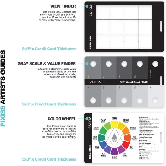 Pixiss Grey Scale Value Finder, Color Wheel, Artists View Catcher on Lanyard {3}